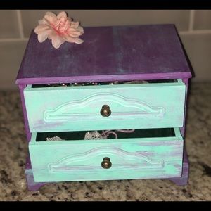 Unique Distressed Jewelry Box Purple & Teal